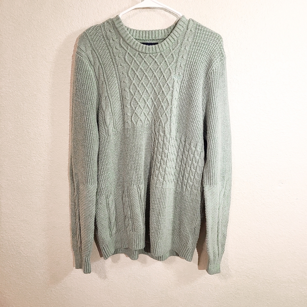 Hollister Light Green Cabel Knit Sweater
